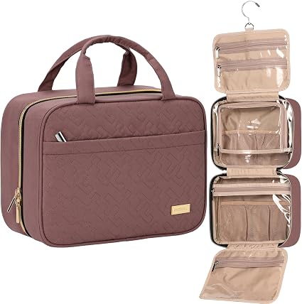 NISHEL Hanging Toiletry Bag for Women – Compact Travel Makeup Organizer for Cosmetics & Shampoo