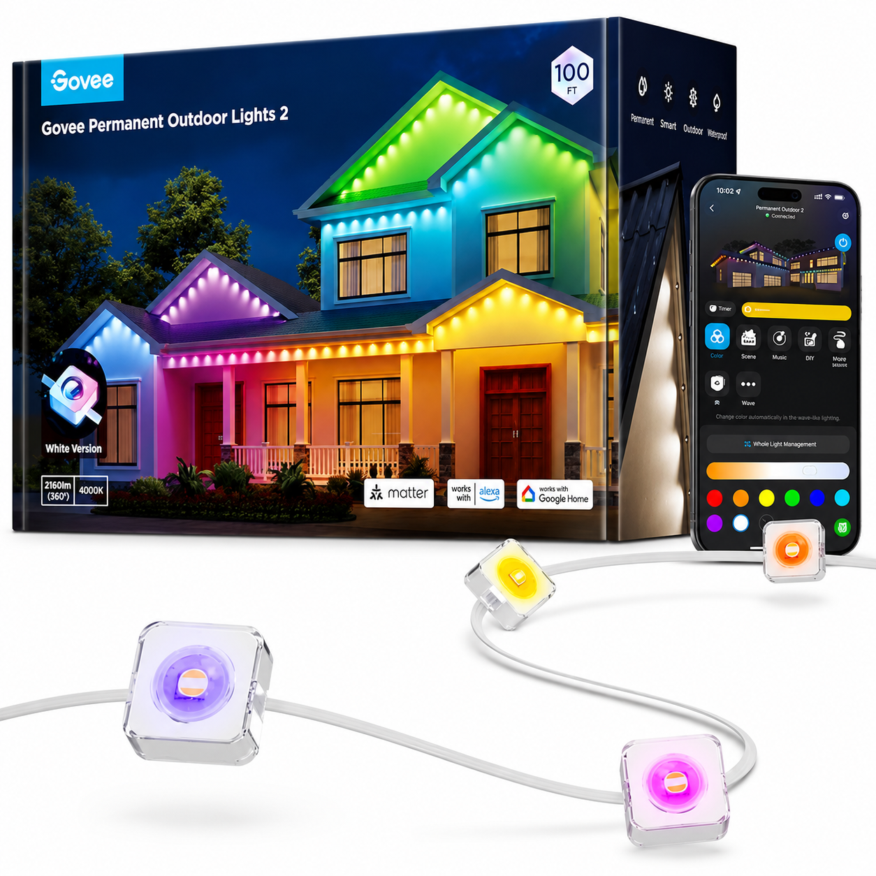 Govee Permanent Outdoor Lights 2, 100ft RGBIC Outdoor Lights
