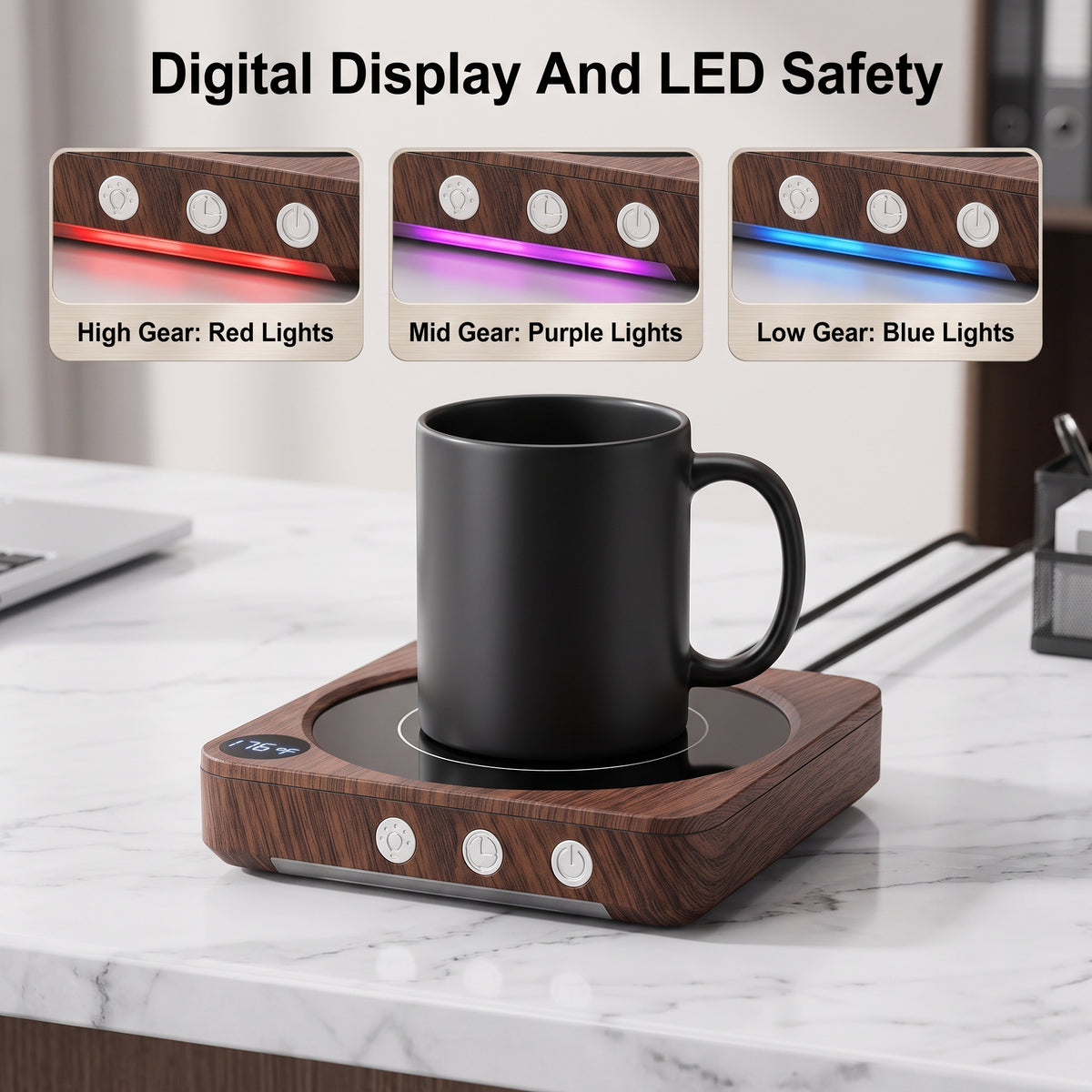 House Gem Coffee Mug Warmer for Desk & Candle Warmer Plate — 36W Fast Heating to 176°F, 12H Timer, Smart Memory & LED Display