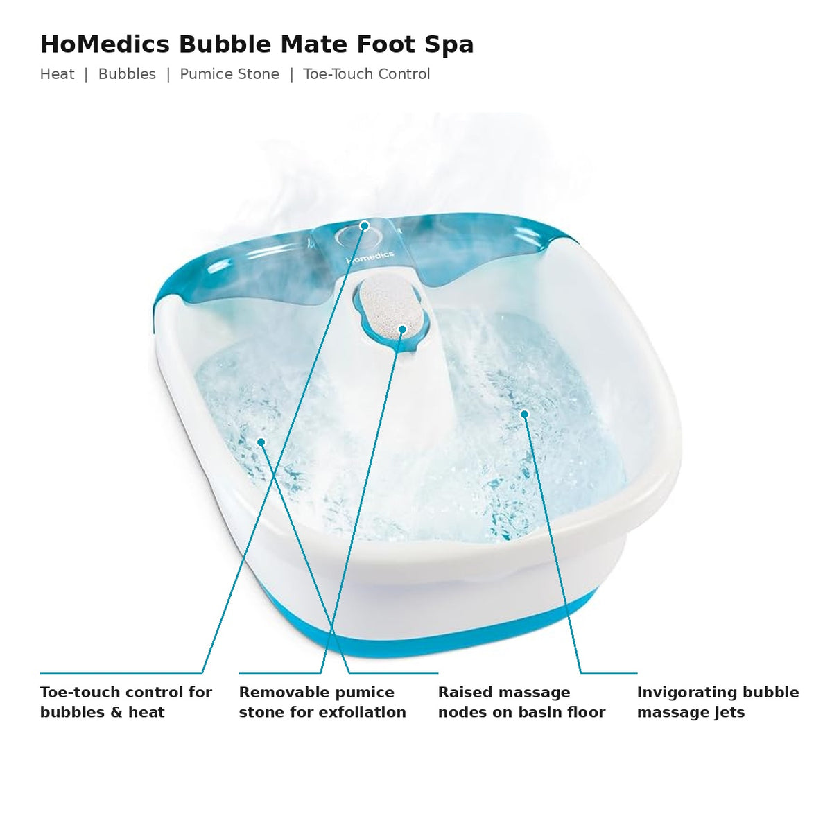 Homedics Bubble Mate Foot Spa Massager (FB-55) — Heated Foot Bath