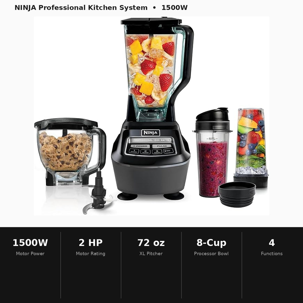 Ninja Kitchen System Pro (BL770) 1500W Blender & Food Processor Combo