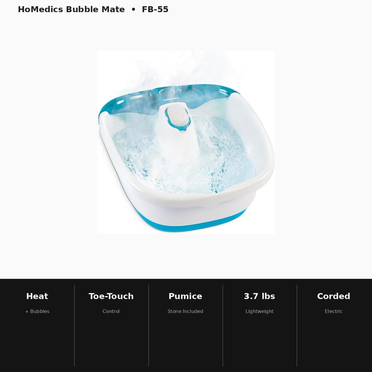 Homedics Bubble Mate Foot Spa Massager (FB-55) — Heated Foot Bath