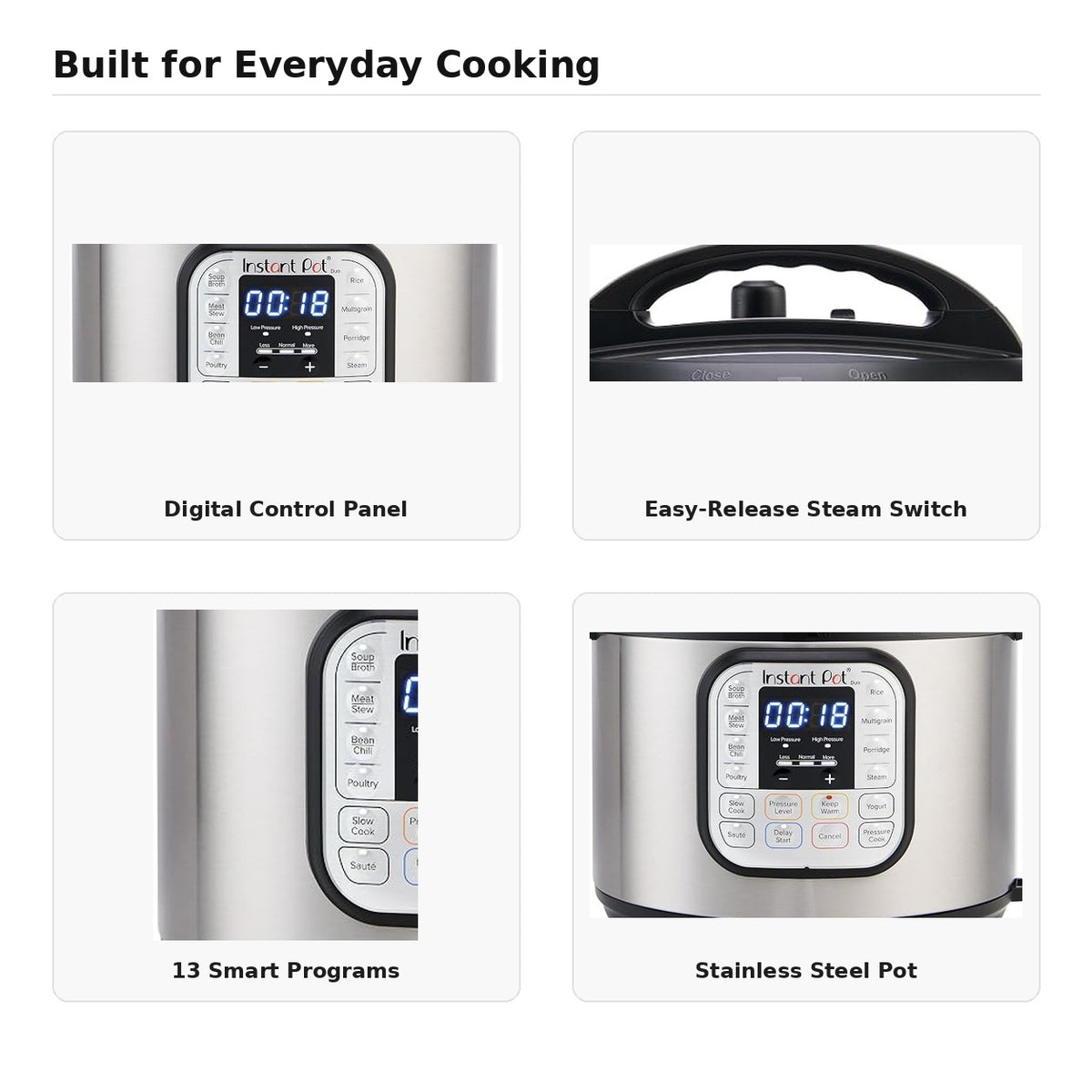 Instant Pot Duo 6-Quart 7-in-1 Electric Pressure Cooker & Slow Cooker with Stainless Steel Pot
