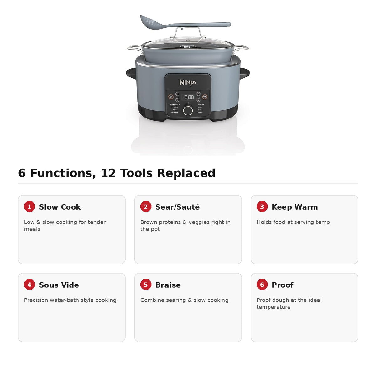 Ninja PossibleCooker PLUS 6-in-1 Multi-Cooker, Oven-Safe Nonstick Pot to 500°F