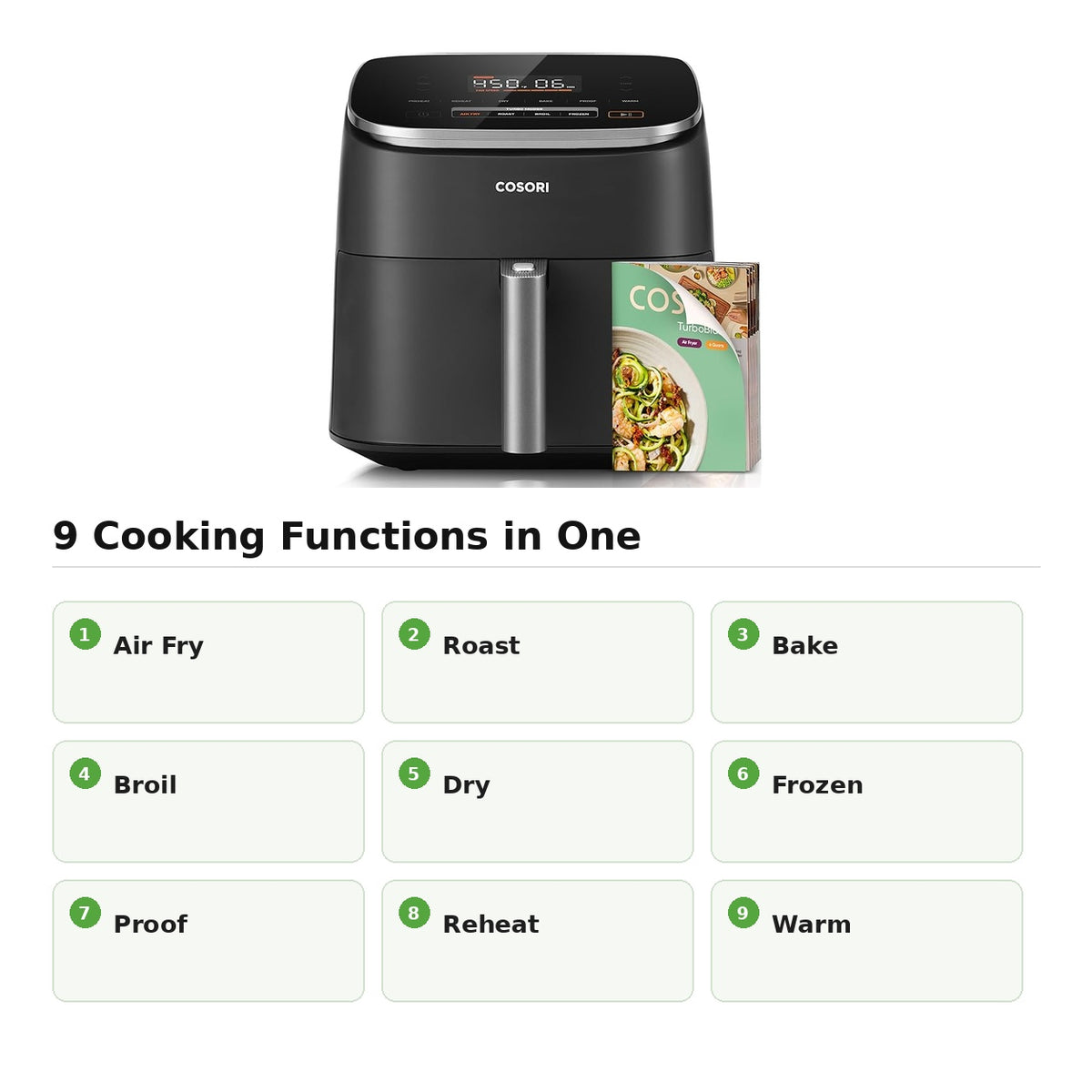Cosori TurboBlaze 6-Quart 9-in-1 Air Fryer with PFAS-Free Ceramic Nonstick Basket