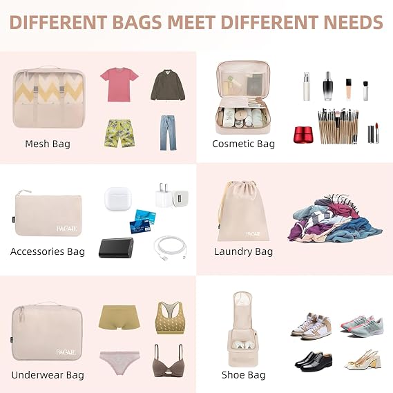 BAGAIL 8 Set Packing Cubes for Suitcases | Lightweight Luggage Organizers & Travel Bags