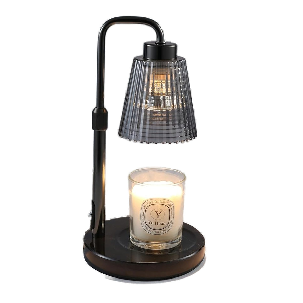 Dimmable Candle Warmer Lamp with 24-Hour Cycle Timer | Height Adjustable Electric Wax Melt Warmer with Glass Shade & 2 Bulbs