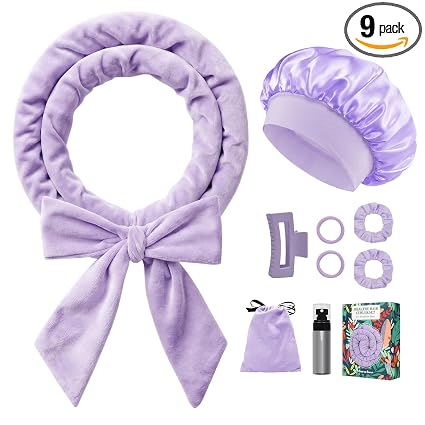 Gwabee 70" Extra Long Velvet Heatless Curls Set | No Heat Overnight Hair Curler with Bonnet