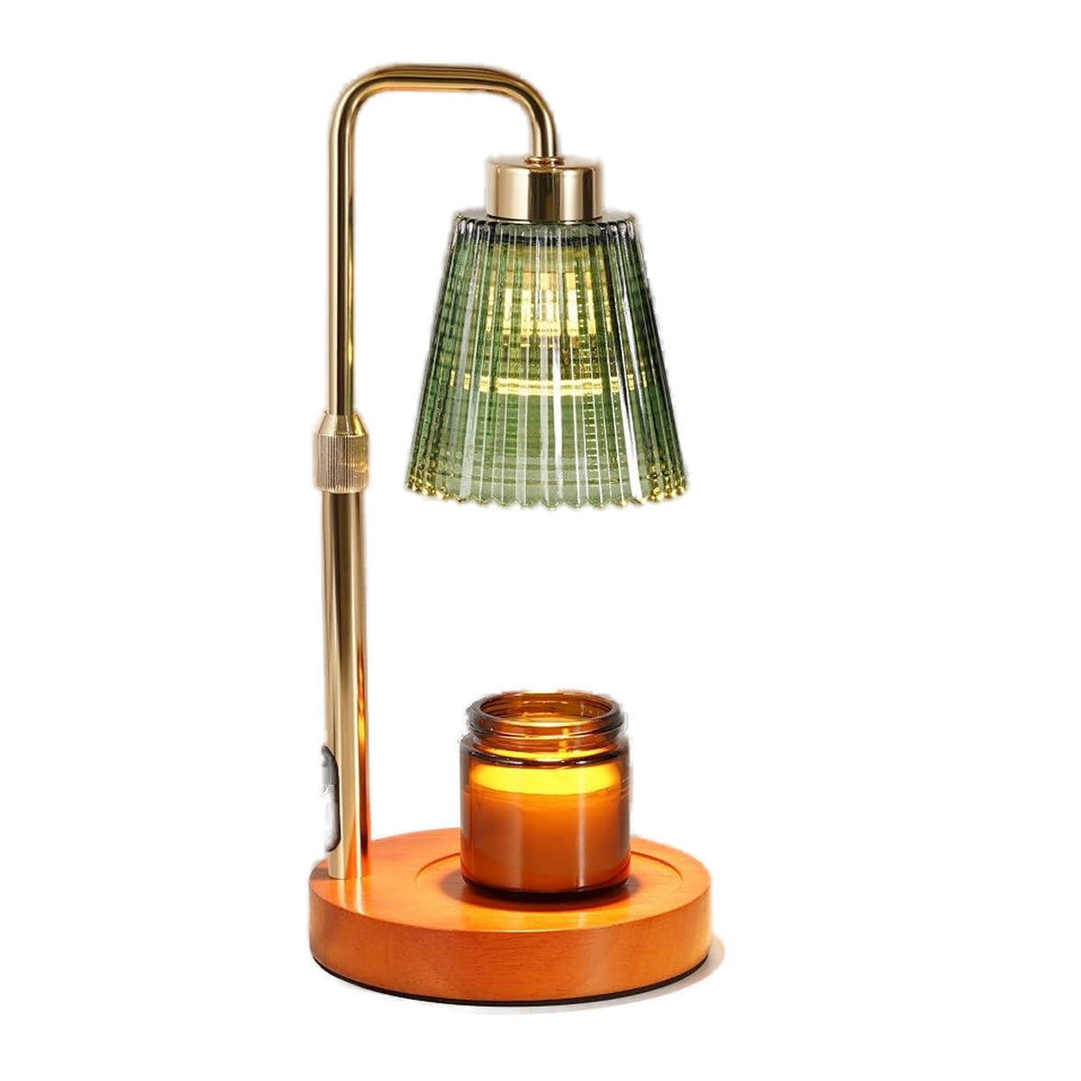 Dimmable Candle Warmer Lamp with 24-Hour Cycle Timer | Height Adjustable Electric Wax Melt Warmer with Glass Shade & 2 Bulbs
