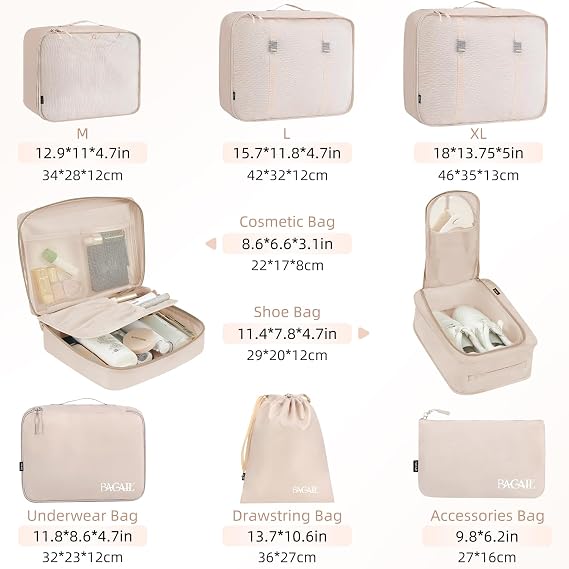 BAGAIL 8 Set Packing Cubes for Suitcases | Lightweight Luggage Organizers & Travel Bags