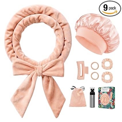 Gwabee 70" Extra Long Velvet Heatless Curls Set | No Heat Overnight Hair Curler with Bonnet
