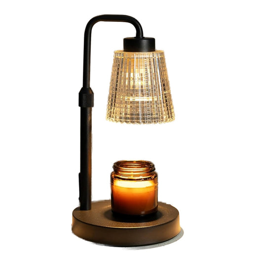 Dimmable Candle Warmer Lamp with 24-Hour Cycle Timer | Height Adjustable Electric Wax Melt Warmer with Glass Shade & 2 Bulbs