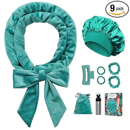 Gwabee 70" Extra Long Velvet Heatless Curls Set | No Heat Overnight Hair Curler with Bonnet