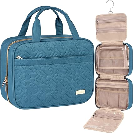 NISHEL Hanging Toiletry Bag for Women – Compact Travel Makeup Organizer for Cosmetics & Shampoo
