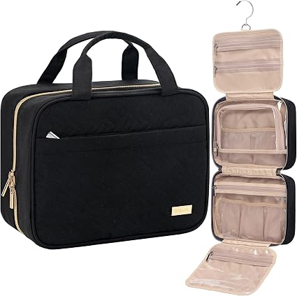 NISHEL Hanging Toiletry Bag for Women – Compact Travel Makeup Organizer for Cosmetics & Shampoo