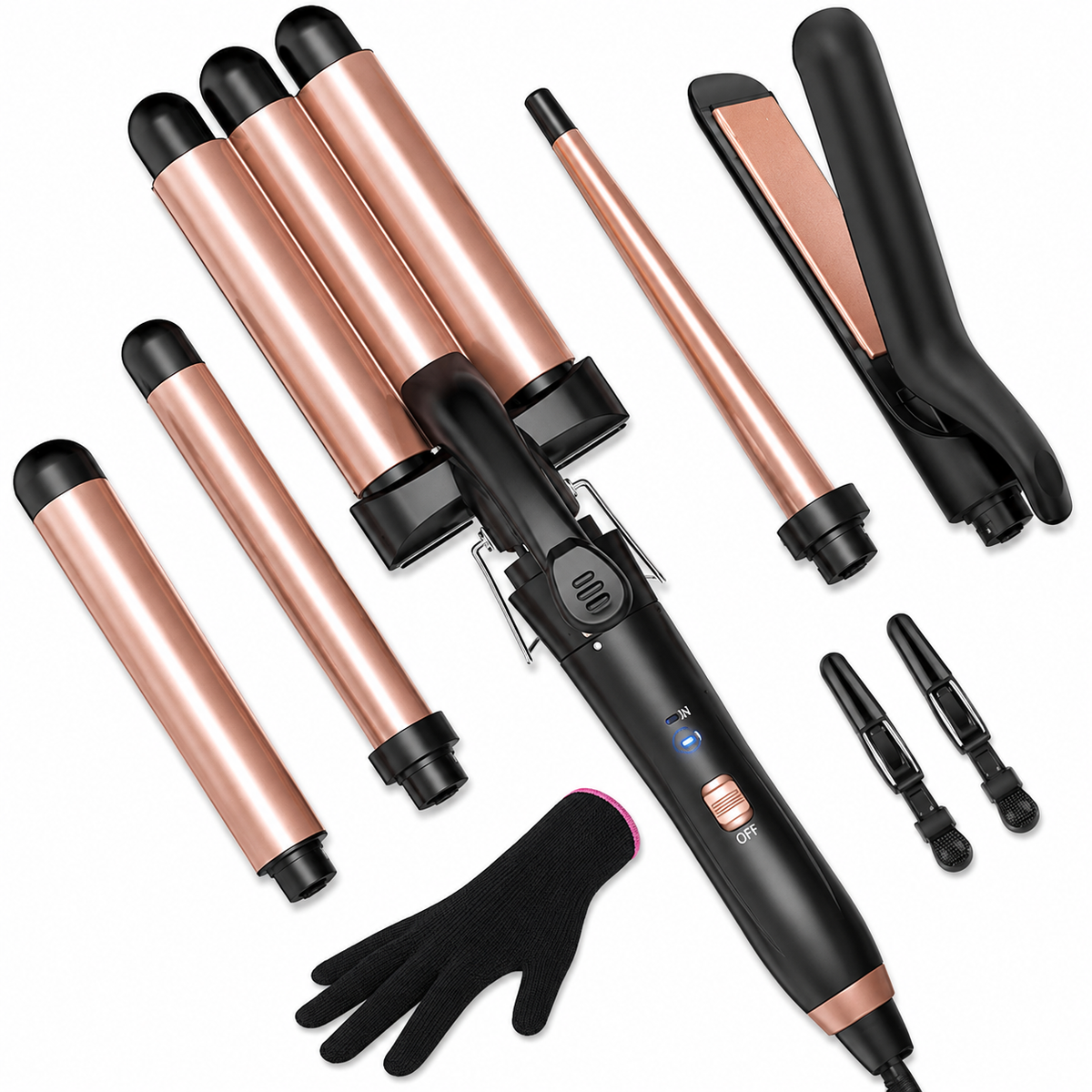 Evermere 5-in-1 curling iron wand styling set