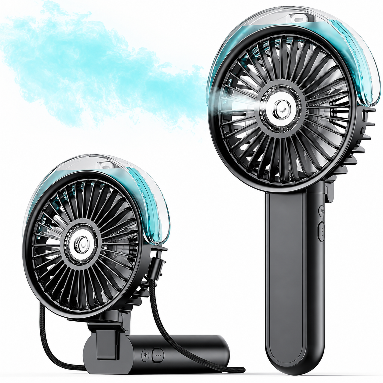 SWEETFULL Portable Misting Fan - 180° Foldable Handheld Personal Fan