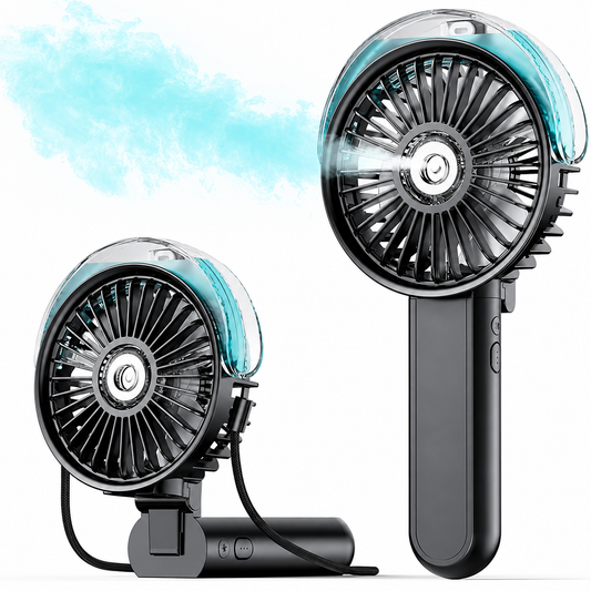 SWEETFULL Portable Misting Fan - 180° Foldable Handheld Personal Fan