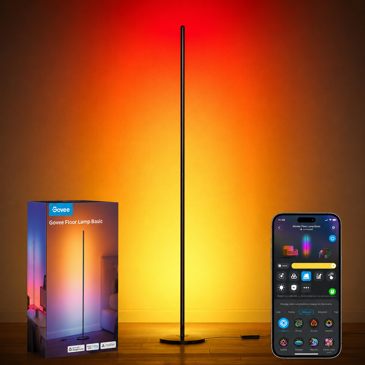 Govee RGBIC Floor Lamp, LED Corner Lamp Works with Alexa, Lamp with Music Sync
