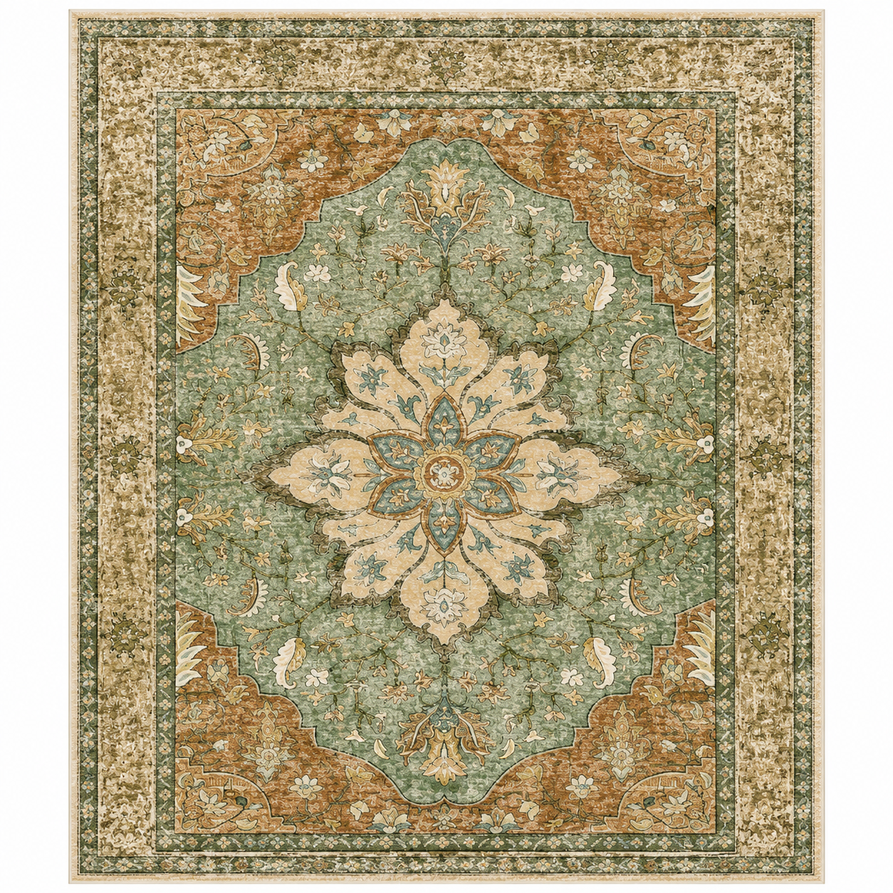 RELEANY Area Rugs 8'x10' Washable Non-Slip, Floral Vintage