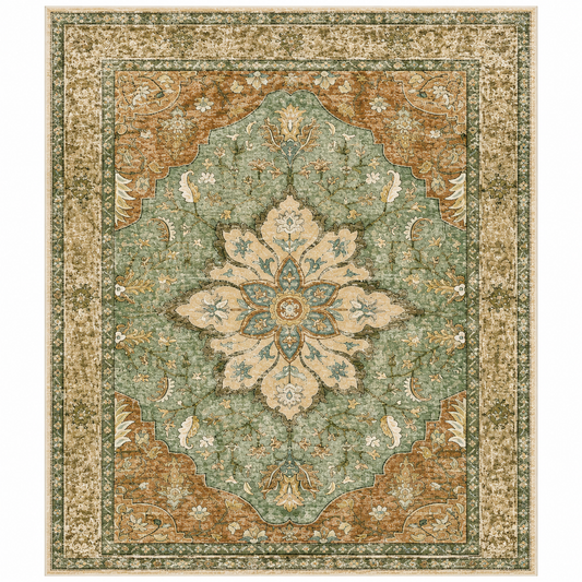 RELEANY Area Rugs 8'x10' Washable Non-Slip, Floral Vintage