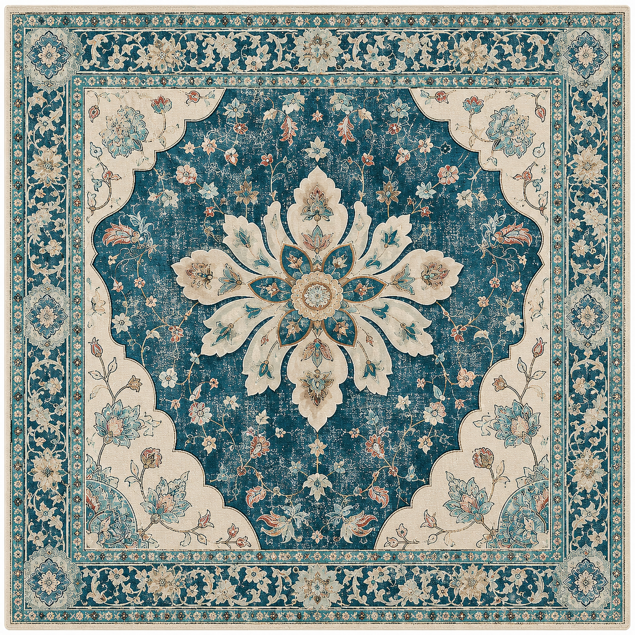 RELEANY Area Rugs 8'x10' Washable Non-Slip, Floral Vintage