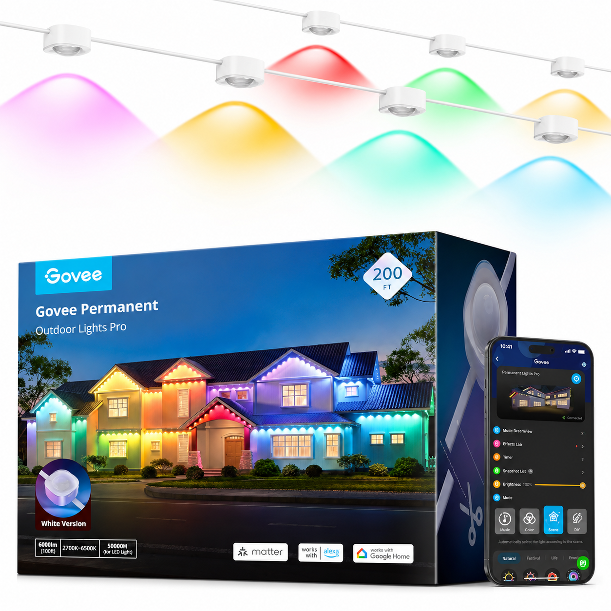 Govee Permanent Outdoor Lights Pro, 200ft with 120 RGBIC LED Lights