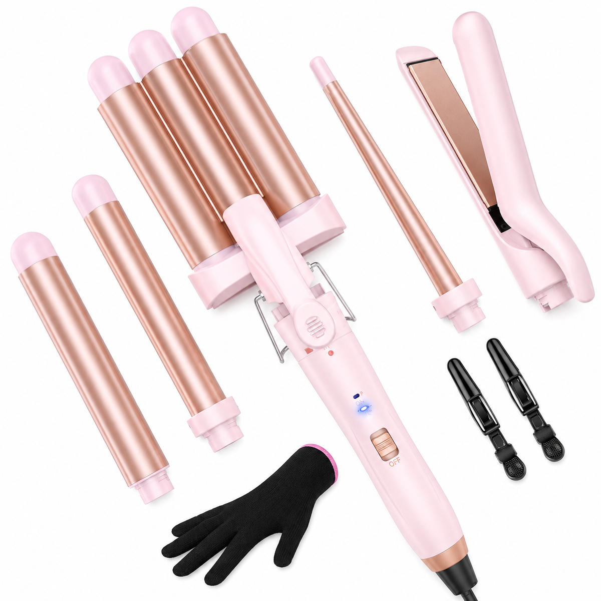 Evermere 5-in-1 curling wand attachments