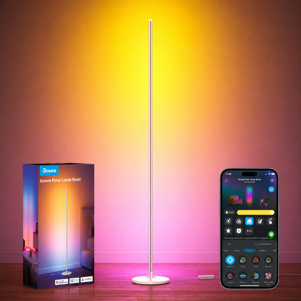 Govee RGBIC Floor Lamp, LED Corner Lamp Works with Alexa, Lamp with Music Sync