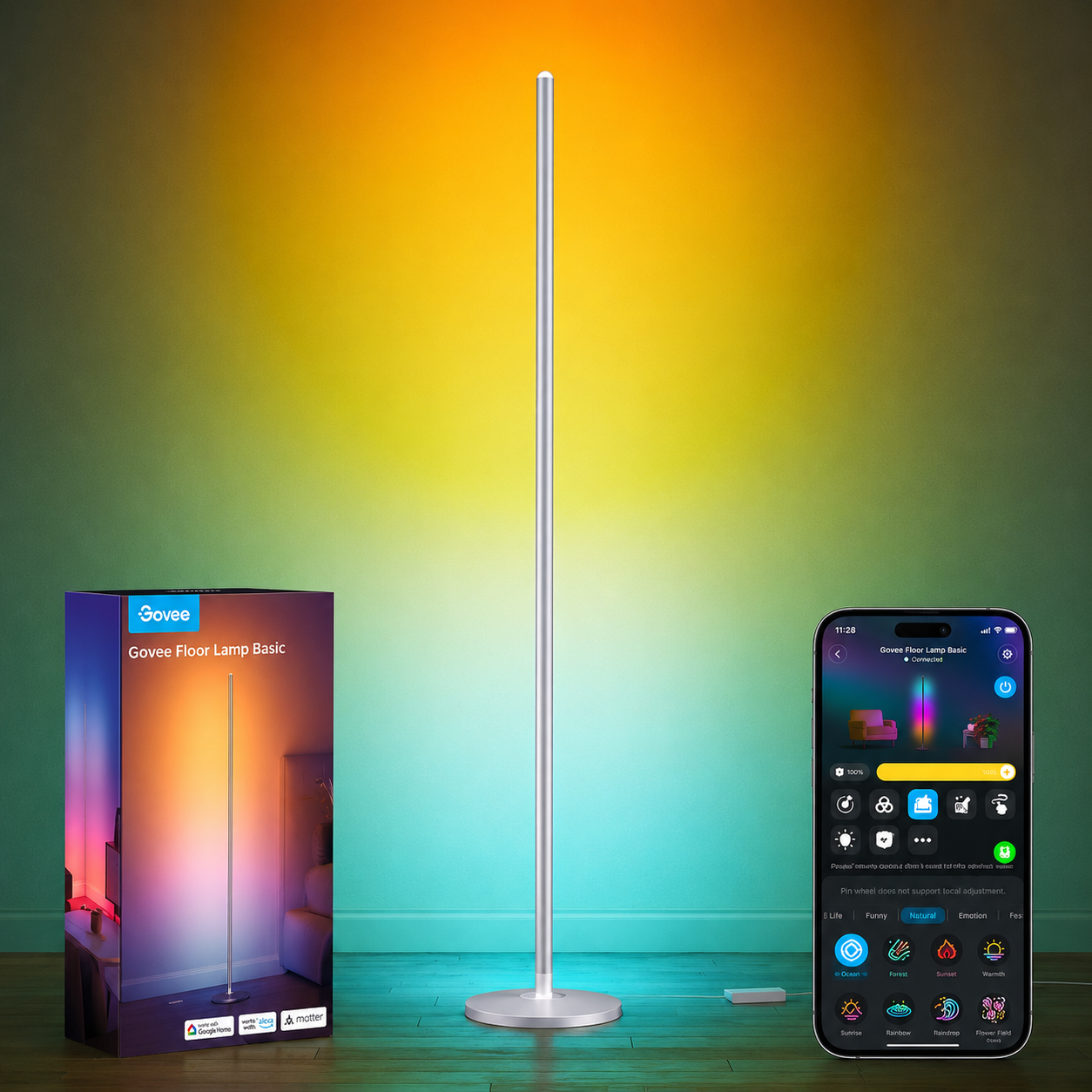 Govee RGBIC Floor Lamp, LED Corner Lamp Works with Alexa, Lamp with Music Sync