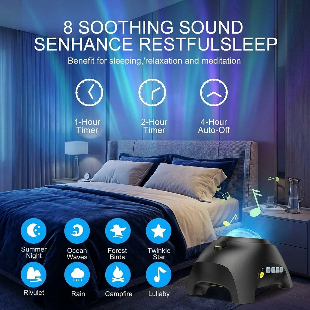 Northern Galaxy Light Aurora Projector with 33 Lighting Effects — 3-in-1 LED Star Projector, White Noise Machine & Bluetooth Speaker