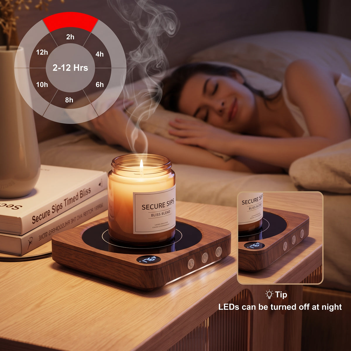 House Gem Coffee Mug Warmer for Desk & Candle Warmer Plate — 36W Fast Heating to 176°F, 12H Timer, Smart Memory & LED Display