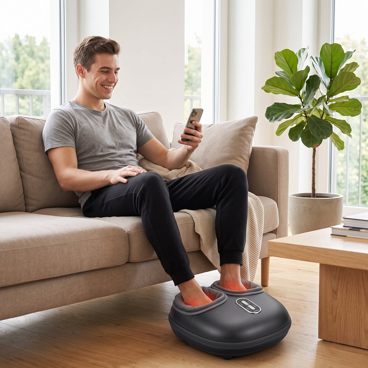 Nekteck Shiatsu Foot Massager with Heat & Air Compression | 3-Mode Deep Kneading Massage