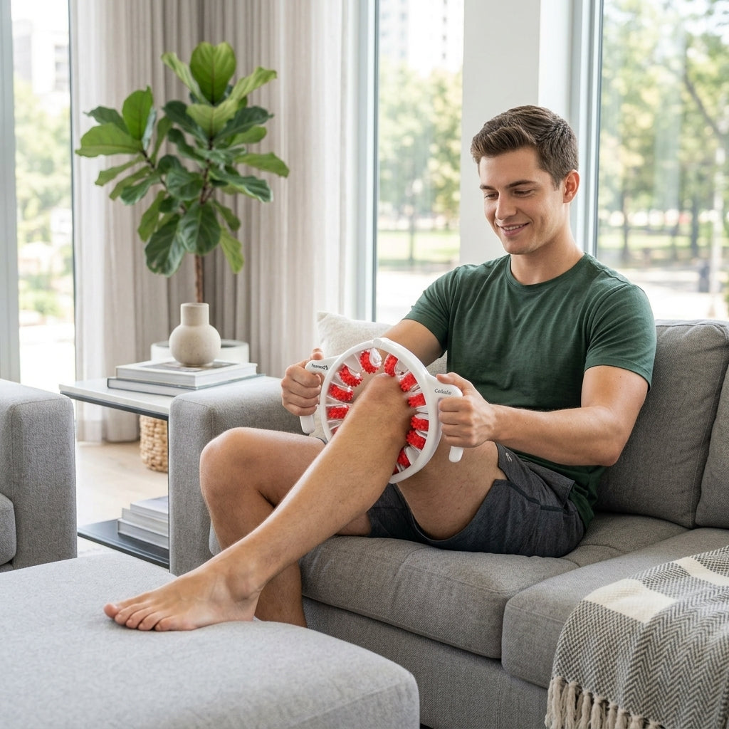 TESMED Anti-Cellulite Manual Massager Roller — Patented Italian Triple-Action Roller for Thighs, Legs, Glutes, and Abdomen