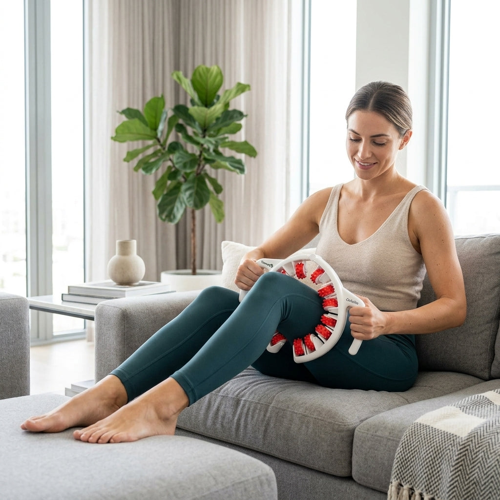 TESMED Anti-Cellulite Manual Massager Roller — Patented Italian Triple-Action Roller for Thighs, Legs, Glutes, and Abdomen